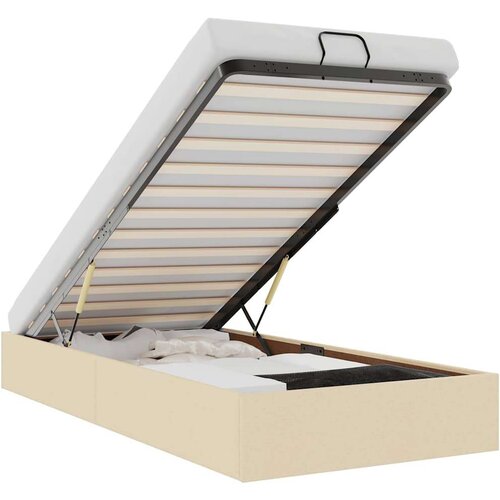 VidaXL otomanski okvir kreveta bez madraca krem 90x200 cm od tkanine Slike