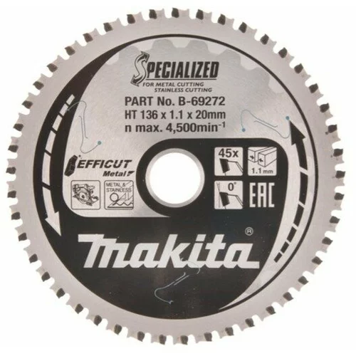 Makita TCT žagin list za kovino Efficut 136 mm x 20mm x 45T MCCS13645E B-69272