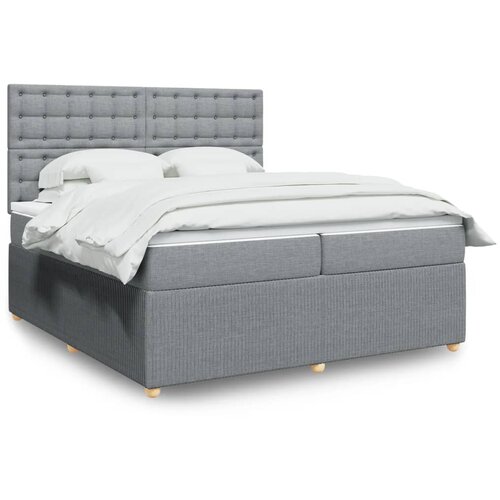 vidaXL Box spring postelja z vzmetnico svetlo siva 200x200 cm blago Cene