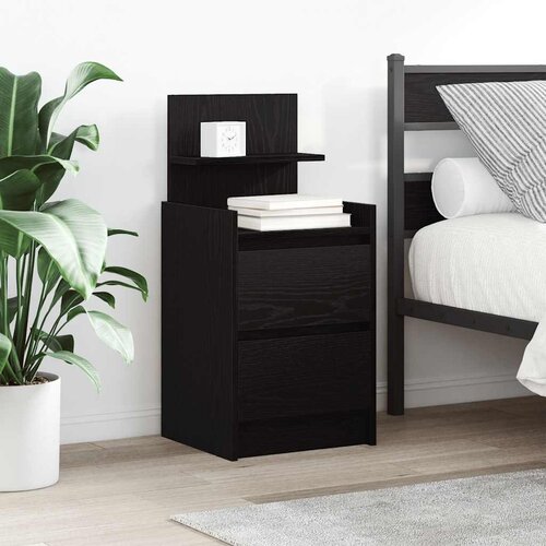 VidaXL Noćni ormarić s 2 ladice crni 38x34x80 cm Slike