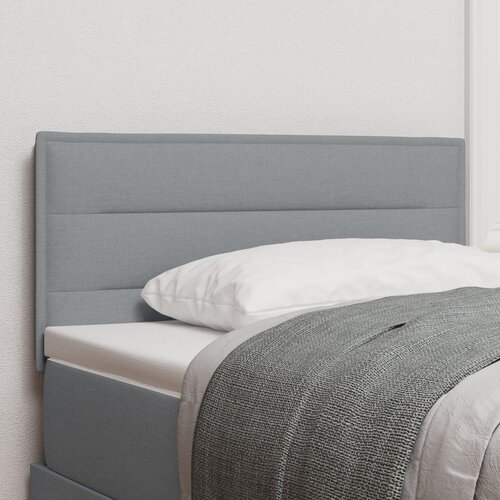 VidaXL Naslon za glavu Svjetlosiva Drvo i tkanina 90 x 7 x 78 cm Slike