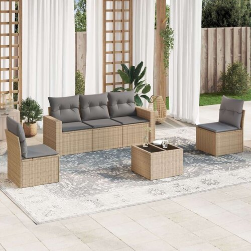 VidaXL 6-dijelni set vrtnih sofa s jastucima bež od poliratana Slike