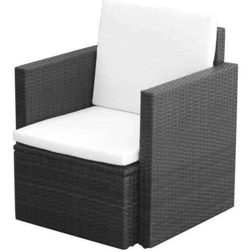  stolica od poliratana s jastucima crna