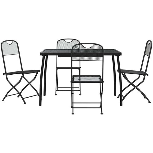  5-dijelni vrtni blagovaonski set antracit metalni mrežasti Antracitno siva Dužina stola 110 cm Slike