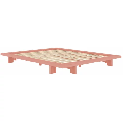 Karup Design Svijetlo ružičasti bračni krevet od masivnog bora s podnicom 160x200 cm Japan –
