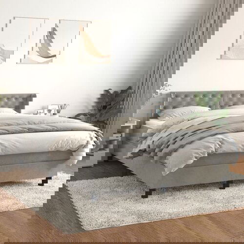 The Living Store Box spring postelja z vzmetnico svetlo siva 140x200 cm žamet - Box Spring Postelja, (21492289) Slike