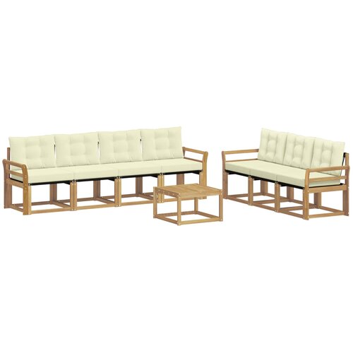  Set vanjskih sofa 8 kom. Bijela i krem Smeđa 59 x 59 x 37 cm Slike