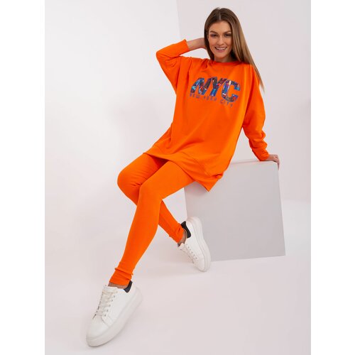 Fashion Hunters Orange two-piece set with leggings Cene