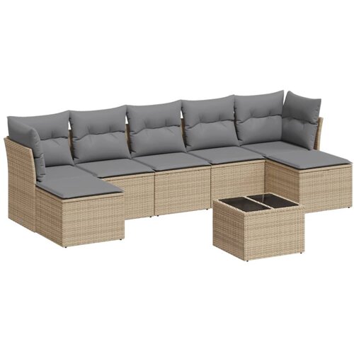  8-dijelni set vrtnih sofa od poliratana s jastucima bež Slike