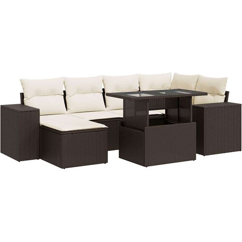 vidaXL 7-dijelni set vrtnih sofa od poliratana s jastucima smeđi Cijene
