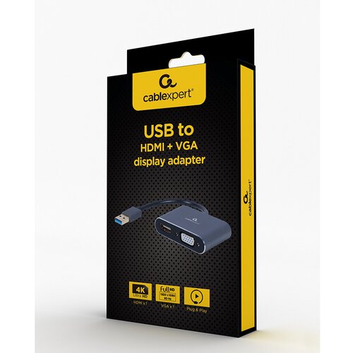 Gembird A-USB3-HDMIVGA-01 USB to HDMI + VGA display adapter, space grey 42547 Cene
