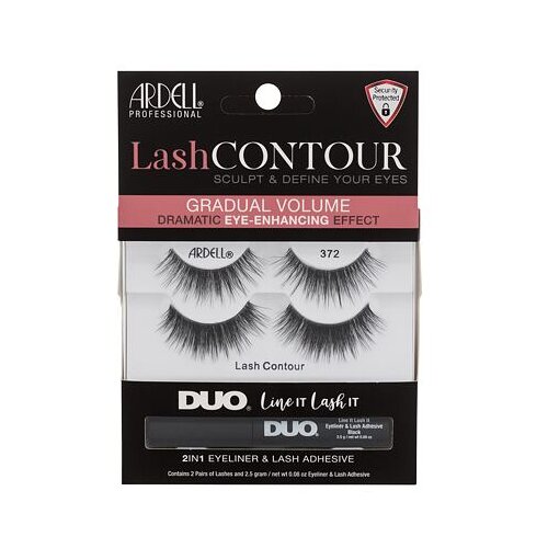 Ardell lash Contour 372 nijansa Black darovni set umjetne trepavice Lash Contour 372 2 para + ljepilo za umjetne trepavice i tuš za oči Duo Line It Lash It 2u1 Eyeliner & Lash Adhesive 2,5 g Cijene