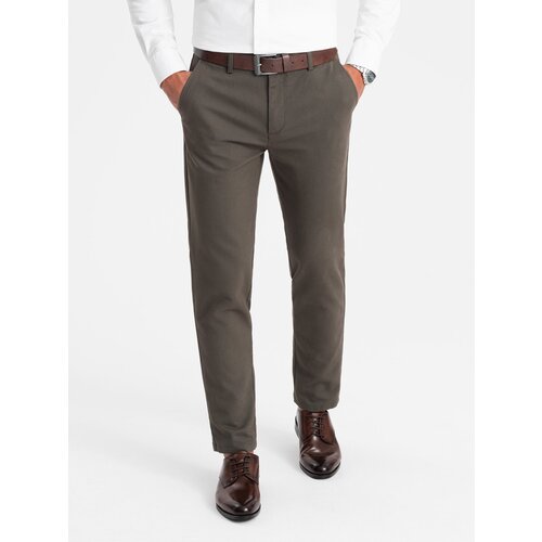 Ombre Classic men's softly textured chino pants - khaki Cene