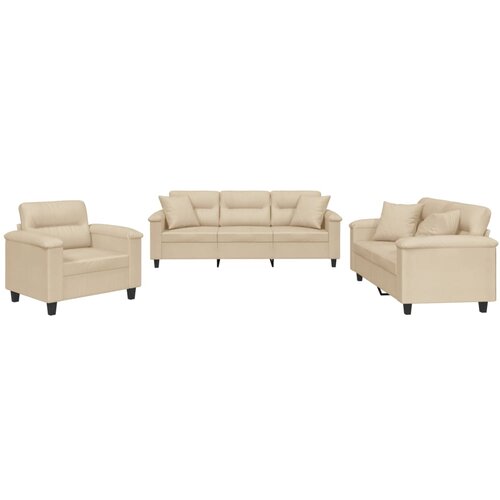 vidaXL 3-dijelni set sofa s jastucima krem od mikrovlakana Cijene