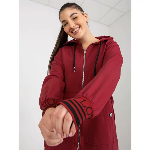 Fashionhunters Plus size maroon sweatshirt with pockets