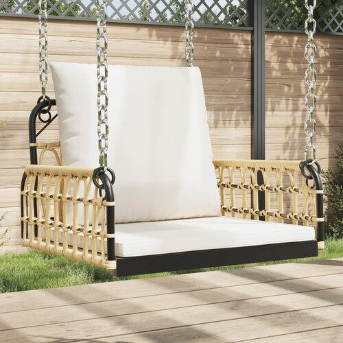 The Living Store Gugalni stol z blazinami 63x58x39 cm poli ratan in jeklo - Gugalni Stol, (21495196) Slike