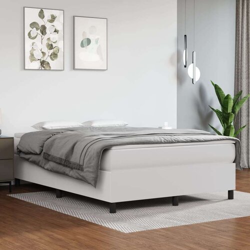  Za krevet s oprugama bijela 140x190 cm od umjetne kože Slike