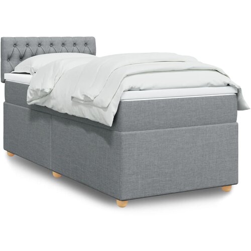 vidaXL Box spring postelja z vzmetnico svetlo siva 90x190 cm blago Cene