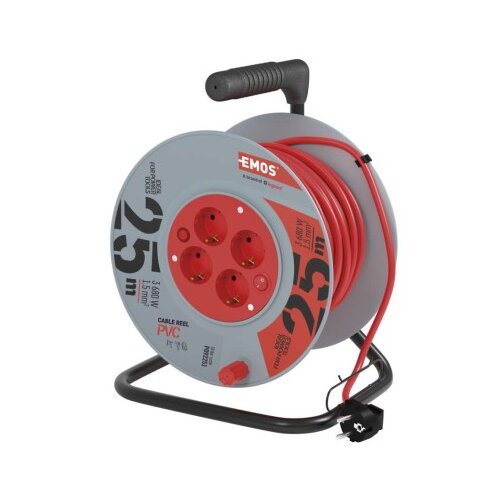  Kolutni podaljšek 25 m / 4 vtičnice / rdeči / PVC / 230 V / 1,5 mm2 Cene