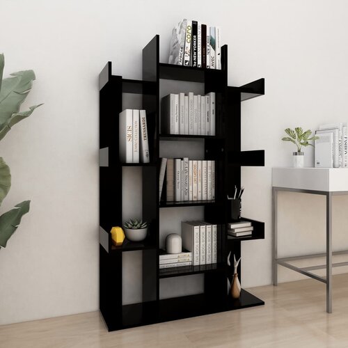 VidaXL Ormarić za knjige crni 86 x 25,5 x 140 cm od iverice Slike