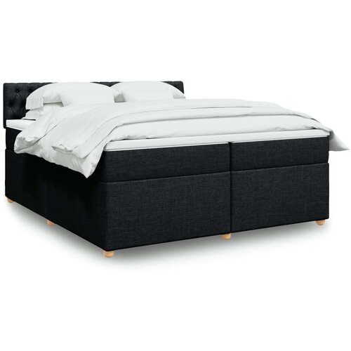 VidaXL Krevet s oprugama i madracem crni 200x200 cm od tkanine Slike