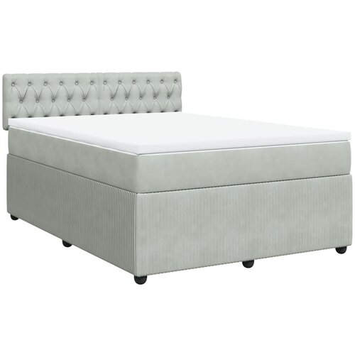 vidaXL Box spring postelja z vzmetnico svetlo siva 140x200 cm žamet, (21321235) Cene