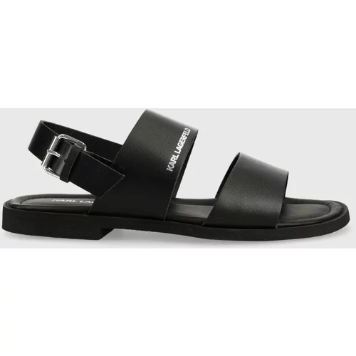 Karl Lagerfeld Kožne sandale KASTOR II za muškarce, boja: crna, KL70206