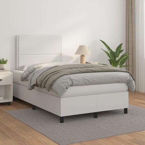 The Living Store Box spring postelja z vzmetnico bel 120x200 cm umetno usnje - Box Spring Postelja, (21520726) Slike