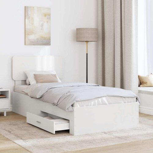  Okvir za krevet Bijelo 90 x 190 cm Konstruirano drvo Slike