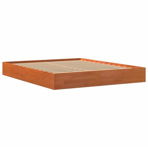 VidaXL Posteljni okvir vo&amp;scaron;čeno rjav 150x200 cm trdna borovina, (21038458) Slike