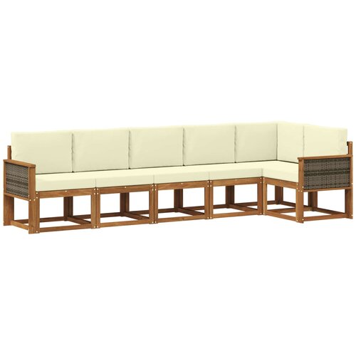vidaXL Zunanja garnitura za sedenje 6 pcs Naravna in smetana Poliester, (5000280639) Cene