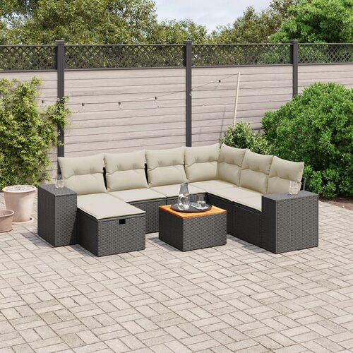 vidaXL 8-dijelni set vrtnih sofa od poliratana s jastucima crni Cijene