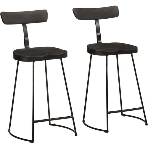 VidaXL barski stolci 2 kom crni 49x43x88 cm masivnog drva manga Slike