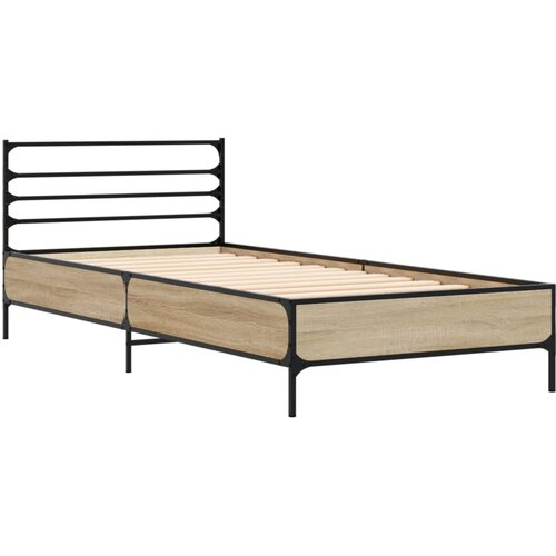  Okvir za krevet boja hrasta 75x190 cm konstruirano drvo i metal Smeđa 75 x 190 cm Slike