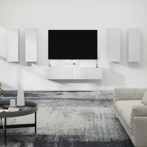  Komplet TV omaric 6-delni bel inženirski les, (20912899)