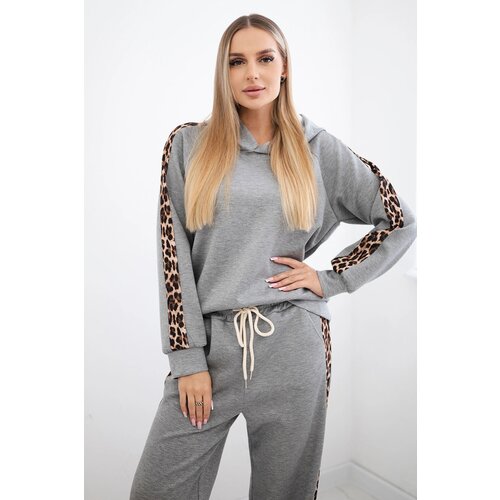 Kesi Włoski Viscose set with leopard stripes grey Cijene