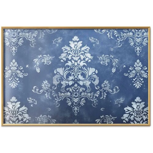  Plakat - Retro Ornament in Worn Blues 30x21 Zlatni okvir Cene