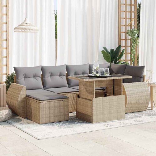vidaXL 7-dijelni set vrtnih sofa od poliratana s jastucima bež Cijene