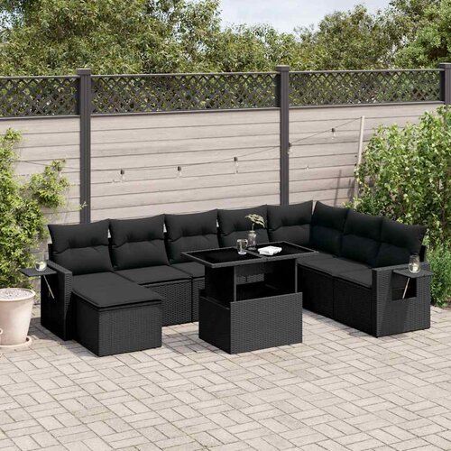  8-dijelni set vrtnih sofa od poliratana s jastucima crni Crna 100 x 55 x 73 cm Cijene