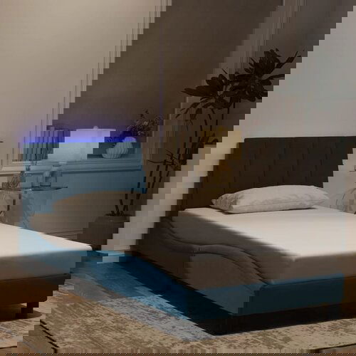 vidaXL Okvir kreveta s LED svjetlima plavi 90 x 200 cm baršunasti Cene