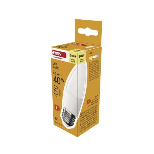  LED žarnica Basic Candle / E27 / 5,5 W (40 W) / 470 lm / Toplo bel Cene