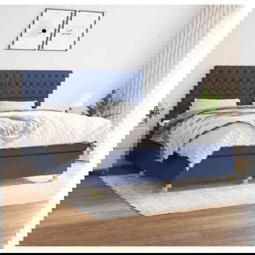 VidaXL Krevet s oprugama i madracem plavi 180x200 cm od tkanine Slike