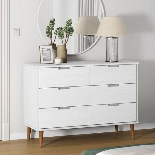 The Living Store Predalnik MOLDE bel 113x40x80 cm trdna borovina - Omarica S Predali, (21436032) Slike