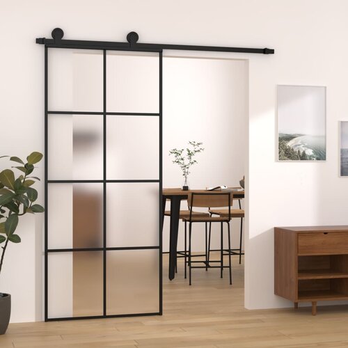 vidaXL Drsna vrata z opremo 90x205 cm ESG steklo in aluminij Cene