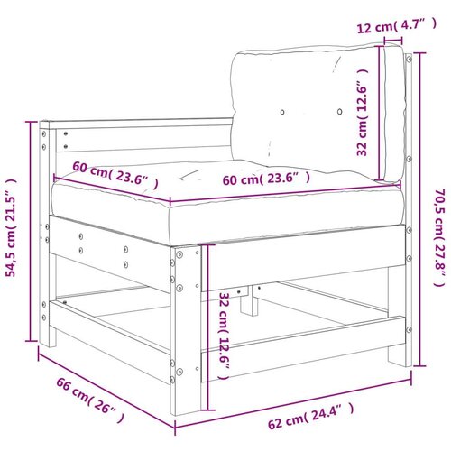 VidaXL Vrtna stolica s jastucima od masivnog drva duglazije Slike