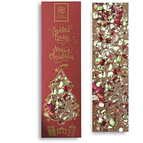 Vrsna Chocolates Čokolada s pistacijom i ružinim laticama, 100g Slike