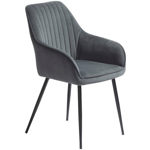 Unique Furniture Sive baršunaste blagovaonske stolice u setu s naslonima za ruke 2 kom Nolan Stripe – Cijene