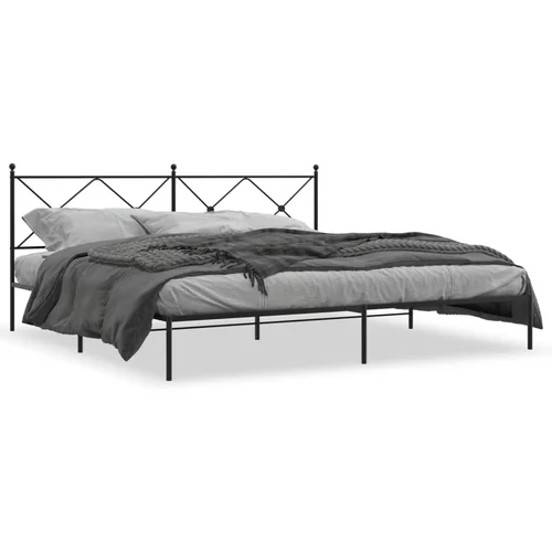 Metalni okvir za krevet s uzglavljem crni 193x203 cm