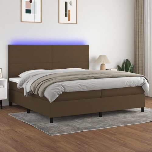 The Living Store Box spring postelja z vzmetnico LED temno rjava 200x200cm blago - Box Spring Postelja, (21517446) Slike