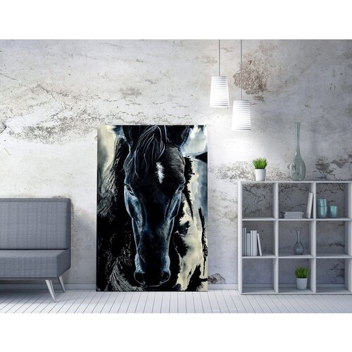 Wallxpert slika na platnu WY169, crni konj, 70 x 100 cm Cene